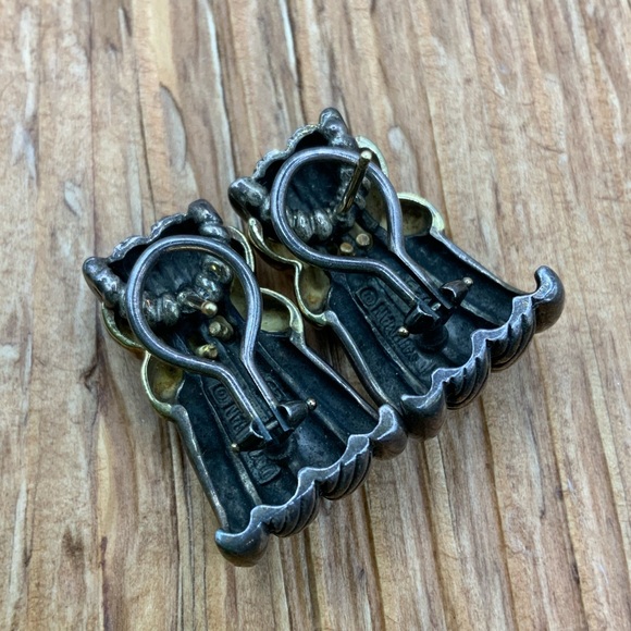 David Yurman 925 Vintage Double X Twisted French Clip Earrings - Picture 4 of 6